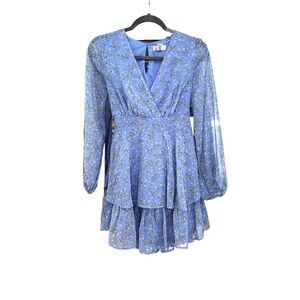 Blue floral mini dress